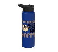 Peces globo Make Me Happy You Not So Much Funny Pufferfishes Stainless Steel Insulated Water Bottle
