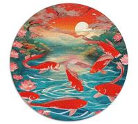 Peces Koi Puzzle Desafíos Divertidos Decoración Familiar 1000 Piezas Good Luck Koi Rompecabezas Imposible Juguetes Desafiantes para Adultos 1000pcs (67.5x67.5cm)