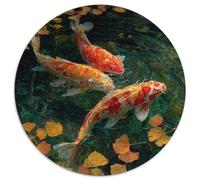 Peces koi realistas y Hojas Doradas de otoño Rompecabezas Puzzle,1000pcs (67.5x67.5cm) Adulto Juego EduGatoivo Decoración del Hogar