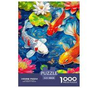 Peces Koi Rompecabezas 1000 Piezas para Divertidos Puzzle Juguetes Desafiantes Decoración Familiar Adultos Y Niños A Partir De 12 Años Regalos 38x26cm/1000pcs