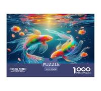 Peces Koi Rompecabezas Regalo Creativo Decoración Familiar 1000 Piezas Buena Suerte Koi Rompecabezas De Decoración Juguetes Desafiantes para Adultos 52x38cm/1000pcs