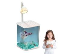 Peces Luchadores para Acuario, Cuenca de Mesa con luz LED, Mini Recipiente de Agua con decoración de, hábitat Compacto de Peces Betta, decoración Moderna | para, pequeños cangrejos, Medusas,