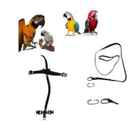 Pechera de loros negra con enganche rápido, mediano de coco a amazón, gran ara, elástica cinta de 10 mm, hebillas de plástico o metal, correa de 10 mm, 1 m, gancho de tornillo de 4 mm (negro grande