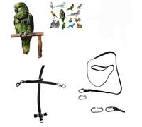 Pechera de loros negra con enganche rápido, mediano de coco a amazón, gran ara, elástica cinta de 10 mm, hebillas de plástico o metal, correa de 10 mm, 1 m, gancho de tornillo de 4 mm (negro medio