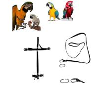 Pechera de loros negra con enganche rápido, mediano de coco a amazón, grande y elástica, cinta elástica de 10 mm, hebillas de plástico o metal, correa de 10 mm, 1 m, gancho de tornillo de 4 mm (negro