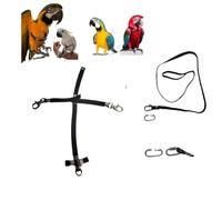 Pechera de loros negra con enganche rápido, mediano de coco a amazón, grande y elástica, cinta elástica de 10 mm, hebillas de plástico o metal, correa de 10 mm, 1 m, gancho de tornillo de 4 mm (negro