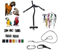 Pechera loros negra con enganche rápido, gran caatúa, cinta elástica de 15 mm, hebillas de plástico o metal, correa de 4 mm, 1 m, gancho de tornillo de 4 mm (blanco)