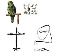 Pechera loros negra con enganche rápido, mediano de coco a amazón, gran ara, elástica cinta de 10 mm, hebillas de plástico o metal, correa de 10 mm, 1 m, gancho de tornillo de 4 mm (negro medio