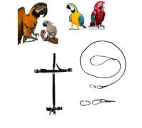 Pechera loros negra con enganche rápido, mediano de coco a amazón, grande y elástica, cinta elástica de 10 mm, hebillas de plástico o metal, correa de cuerda de 3 mm, gancho de tornillo de 2 mm