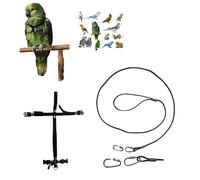 Pechera loros negra con enganche rápido, mediano de coco a amazón, grande y elástica, cinta elástica de 10 mm, hebillas de plástico o metal, correa de cuerda de 3 mm, gancho de tornillo de 2 mm