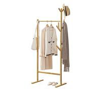 Pechero de Bambú en Ruedas 65 x 40 x 170 cm con 8 Perchas Organizador al Dormitorio Ahorrar Espacio Guardar Ropa