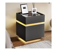 Pecho de cabecera Mesita de noche con caja fuerte oculta, mesita de noche con estación de carga, mesita de noche LED ajustable de 3 colores, mesa auxiliar moderna for dormitorio Mesa de noche(Dark gre