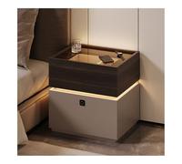 Pecho de cabecera Mesita de noche con cerradura de huella digital, mesita de noche LED, mesa auxiliar moderna, mesita de noche for dormitorio, organizador de almacenamiento de 2 cajones Mesa de noche