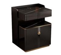 Pecho de cabecera Mesita de noche inteligente con caja fuerte, mesa auxiliar multifunción con estación de carga inalámbrica y puertos USB, mesa auxiliar moderna for dormitorio Mesa de noche(Negro)