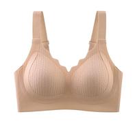 Pechos por circunstancias Abandonar antideslizante con un pequeño pecho que se recoge. La ropa interior es ajustable y sexy, beige, XXL