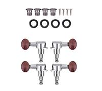 Pecsas de Ajuste de Ukelele de Bloqueo Premium con Cabezales de Máquina de Aleación de Zinc para un Rendimiento Estable y Preciso - Acabado Rojo Plateado - Configuración de 2L2R para una Fácil