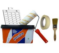 PECTRO Kit Pintura antihumedad blanca 6,6 kg (4L) - incluye rodillo, rejilla, brocha y cinta - pintura interior mate para paredes, techos, baños y zonas húmedas - fácil aplicación y alta cobertura