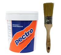 PECTRO Kit Pintura antihumedad blanca 750 ml + brocha incluida - pintura interior mate para paredes, techos, baños y zonas húmedas - fácil aplicación y alta cobertura