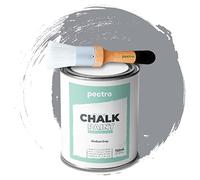 PECTRO Pintura a la Tiza para Muebles 750ml + Brocha de madera especial Pack - Pintura para Muebles sin lijar - Pintura para Madera - Pintura Chalk Paint Efecto Tiza Colores (Gris Medio)