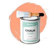 PECTRO Pintura a la Tiza para Muebles 750ml + Brocha de madera especial Pack - Pintura para Muebles sin lijar - Pintura para Madera - Pintura Chalk Paint Efecto Tiza Colores (Naranja Suave)