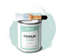 PECTRO Pintura a la Tiza para Muebles 750ml + Brocha de madera especial Pack - Pintura para Muebles sin lijar - Pintura para Madera - Pintura Chalk Paint Efecto Tiza Colores (Verde Agua)