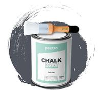 PECTRO Pintura a la Tiza para Muebles 750ml + Brocha de madera especial Pack - Pintura para Muebles sin lijar - Pintura para Madera - Pintura Chalk Paint Efecto Tiza Colores (Gris Oscuro)