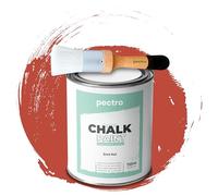 PECTRO Pintura a la Tiza para Muebles 750ml + Brocha de madera especial Pack - Pintura para Muebles sin lijar - Pintura para Madera - Pintura Chalk Paint Efecto Tiza Colores (Rojo Ladrillo)