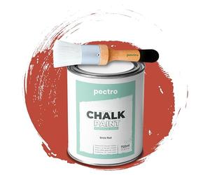 PECTRO Pintura a la Tiza para Muebles 750ml + Brocha de madera especial Pack - Pintura para Muebles sin lijar - Pintura para Madera - Pintura Chalk Paint Efecto Tiza Colores (Rojo Ladrillo)