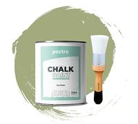PECTRO Pintura a la Tiza para Muebles 750ml + Brocha de Madera Especial Pack - Sin Lijar - para Madera - Chalk Paint Efecto Tiza (Verde Seco)