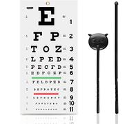PECULA Gráfico ocular Snellen, gráfico de pared, gráficos oculares con puntero manual y oclusor ocular para exámenes oculares de 20 pies 11 x 22 pulgadas