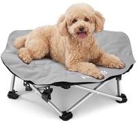 Pecute Cama Elevada para Perros Medianos y Pequeños, Resistente Sin Montaje con Colchoneta Refrescante, Plegable para Interior y Camping, Tamaño M, Soporta hasta 60kg, Gris