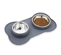 Pecute Comedero Perro y Gato, 3-in-1 Bebedero para Gatos Perros, Comedero para Perros Grandes Acero Inoxidable Extraíble de Acero, Base de Silicona Antideslizante (750ml/25.4oz + 700ml/23.7oz)