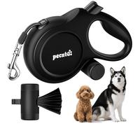 Pecute Correa Perro Extensible 8 Metros, Correa Larga Perro para 15-50 kg, 360° Antienredos,con Bolsas Higiénicas y Portabolsa|Paseo de Perros, Entrenamiento, días de Iluvia, Negro