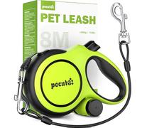 Pecute Correa Perro Extensible 8 Metros, Correa para 15-50 kg, con Cuerda Antimordida de 46cm, Bolsas Higiénicas y Portabolsa| 360° Antienredos| Paseo de Perros, Entrenamiento, días de Iluvia, Verde