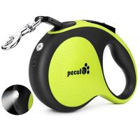Pecute Correa Perro Extensible con Luz Correas de 5M de Resistente a Enredos con Banda Reflectante,Correa para Las Madrugadas y Las Noches Adecuado para Perros de hasta 50kg