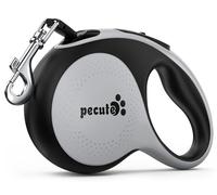 Pecute Correa Perro Extensible/Retráctil 8 Metros,Correas Gris con Bandas Reflectantes para los Paseos Diarios del Perro|Perros Accesorios