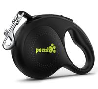 Pecute Correa Perro Extensible/Retráctil 8 Metros,Correas Negra con Bandas Reflectantes para los Paseos Diarios del Perro|Perros Accesorios