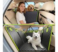 Pecute Funda Coche Perro 2 en 1 con Fondo Duro - Protector Asiento Trasero y Hamaca, Tejido de Piel Impermeable, Base Reforzada 150 kg, Transportin Perro Coche