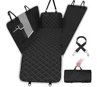 Pecute Funda Perros Coche, Funda de Asiento para Perros Impermeable y Resistente, Protector Coche Perros con Rejilla Flexible Pasar Aire, Universal para SUV, Camión, Transportar y Viaje (Negro)