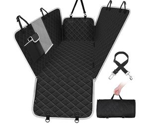 Pecute Funda Perros Coche, Funda de Asiento para Perros Impermeable y Resistente, Protector Coche Perros con Rejilla Flexible Pasar Aire, Universal para SUV, Camión, Transportar y Viaje (Negro)