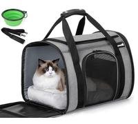 Pecute Transportin Gato con Colchón, Transportin Plegable para Perros con Asa, con Cuenco Plegable, Bolsa de Transporte para Mascotas con Ventana de Malla, Orrea Ajustable para el Hombro