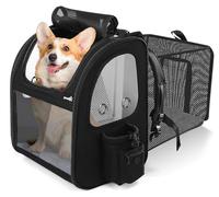 Pecute Transportin Gato Mochilas para Gatos y Perro Bolsa para Mascotas de Negro Expandible y Plegable, Bolsa Acrílica para Transporte de Mascotas