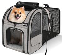 Pecute Transportin Gato XL >6kg-<10kg Mochilas para Gatos y Perro Bolsa para Mascotas Expandible y Plegable para Viajar en Tren/automóvil/Restaurante