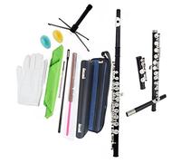 PECY Flauta C De Orificio Cerrado De 16 Teclas, Instrumento De Flauta para Estudiantes Principiantes, Viene con Kit De Limpieza, Soporte para Guantes Flautas traveseras (Size : BK)