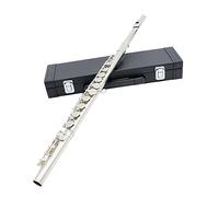 PECY Flauta De 16 Orificios, Llave C, Flauta De Color, Llave Cerrada Niquelada Más Llave E, Rendimiento Profesional para Principiantes Flautas traveseras (Size : Silver)