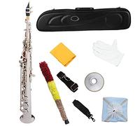 PECY Saxofones B Piso De Alta Gama Tweeter Saxofón Recto Silver Silver Key Nickel Plateado