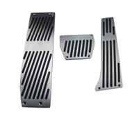 Pedal de acelerador de aluminio, pedales de freno, acelerador compatible con E60 E61 E63 E64 E70 M5 M6 5 Series 2006-2010 AT MT(Color Name: AT Silver)