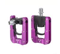 Pedal de bicicleta plegable, rodamientos triples CNC, antideslizante, eje de cromo molibdeno de plegado rápido, adecuado para ciclistas de desplazamiento y turismo (negro morado)