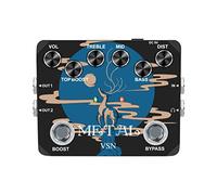 Pedal de efecto de guitarra de metal 80s 90s Tradicional Metal Sound with True Bypass Headphone Output 6 Knobs EQ Control for Electric Guitar Heavy Blues
