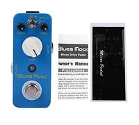 Pedal de Efecto Overdrive para Guitarra, Estilo Blues, Metal Completo Azul, 2 Modos Bright/Fat - True Bypass, Controles Nivel, Tono y Ganancia, Uso Profesional